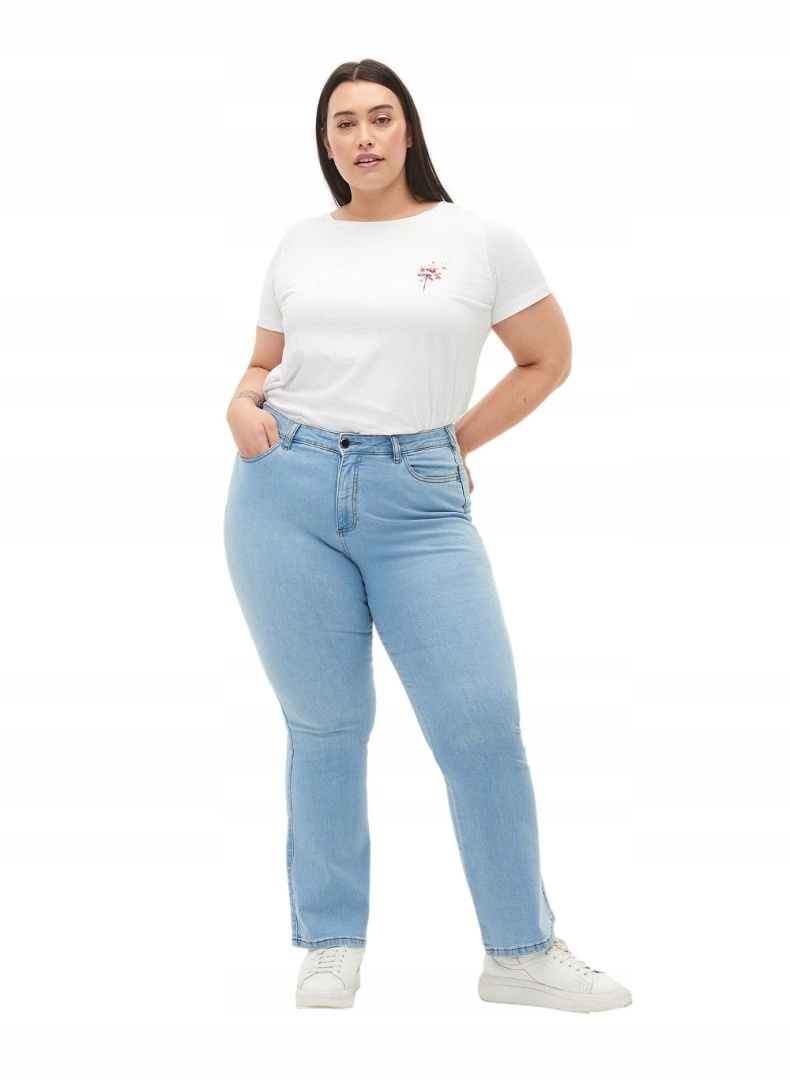 Kalhoty Světle Modré Džíny Bootcut Zizzi Plus Size N82 664C 50