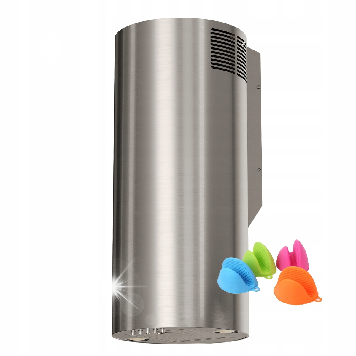 Okap kuchenny kominowy Maan Tuba Elba Wpb 835 Satyna Przyścienny Srebrny