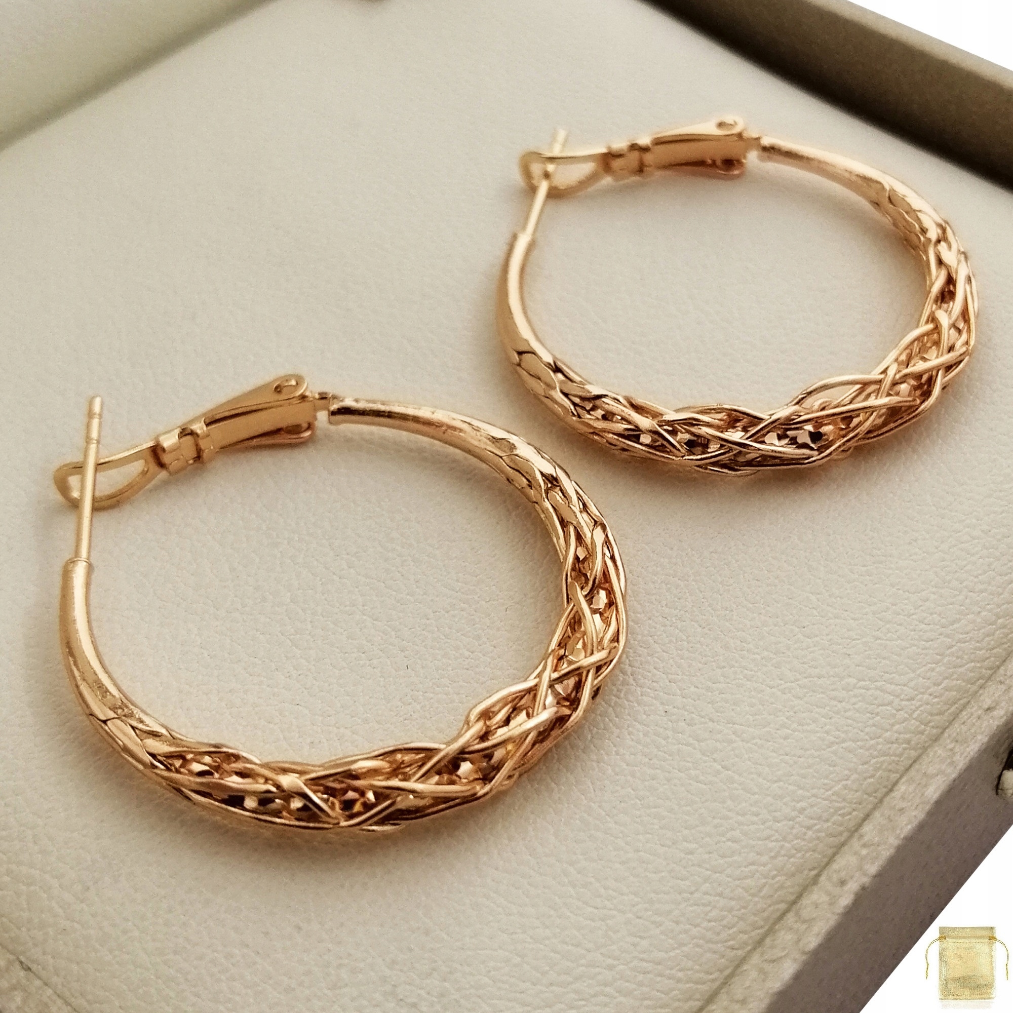 

Piękne Pozłacane Kolczyki Kółka 3CM Dla Niej 18K