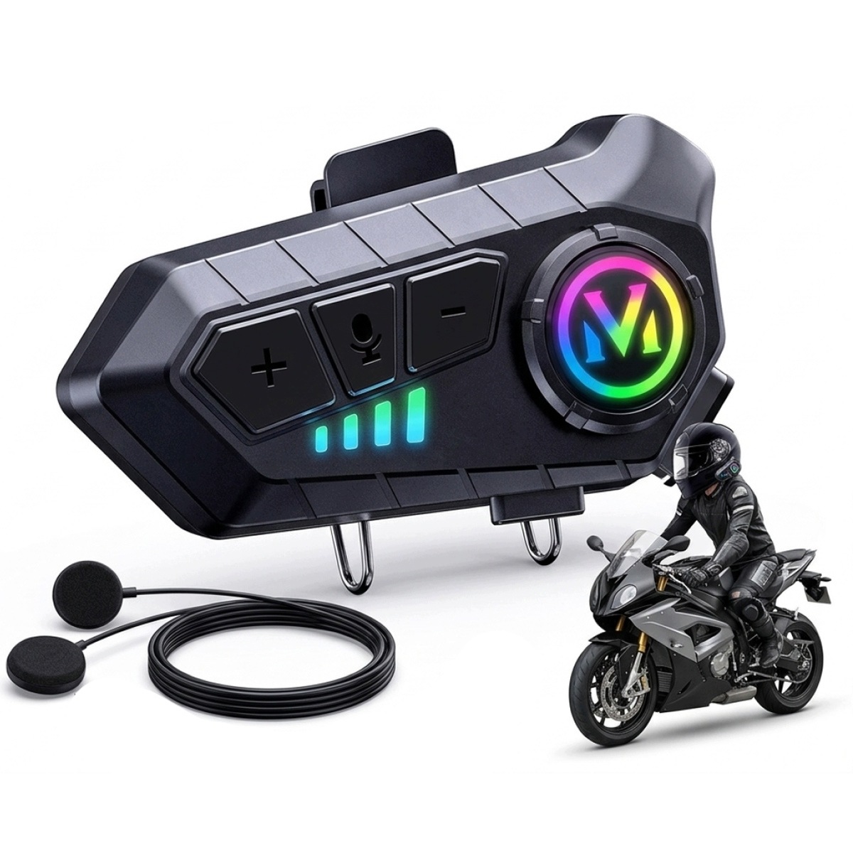 Interkom motocyklowy Bluetooth 6.0 do 2 osób IPX6 do kasku