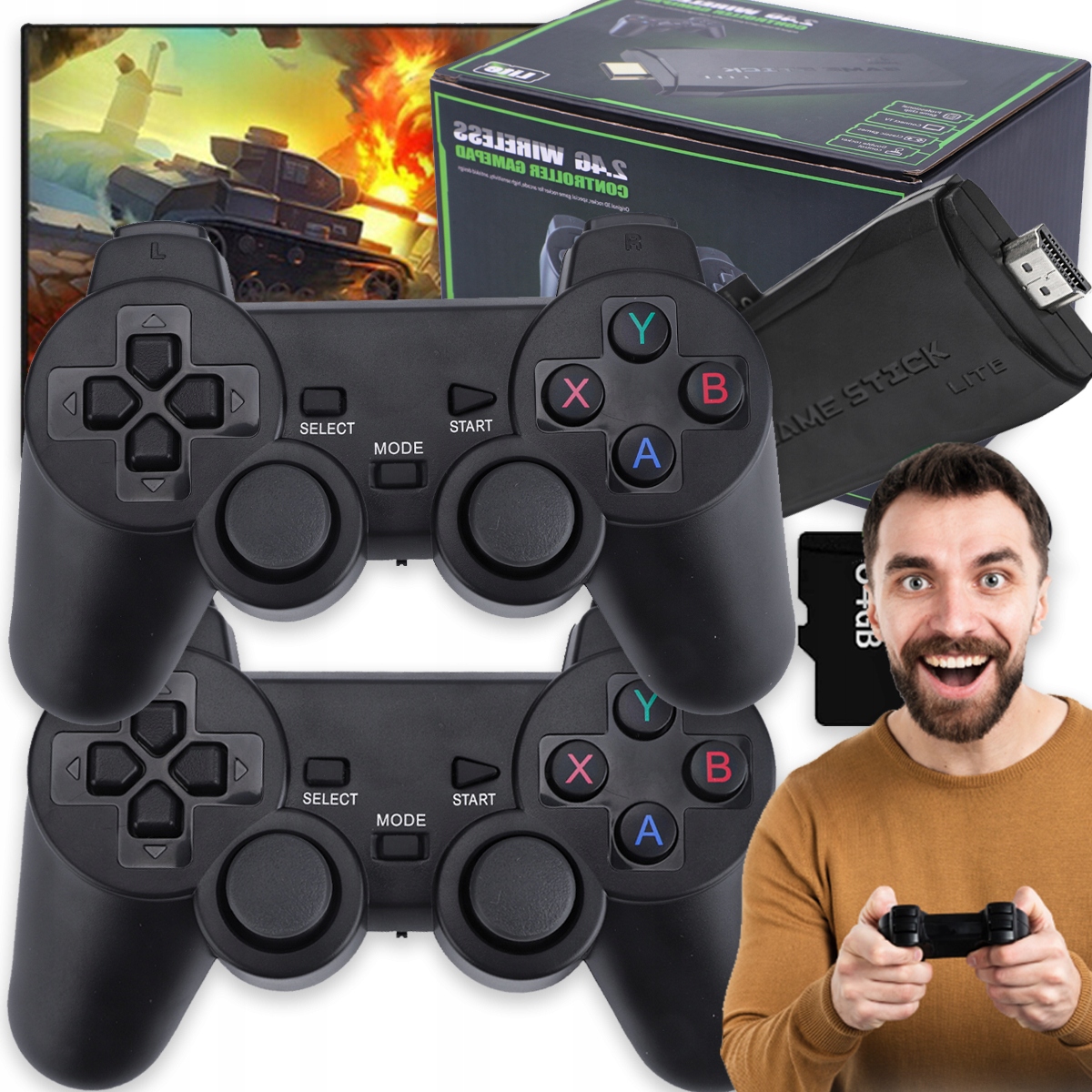 Emulator Konsoli Do Gier Telewizyjnych RETRO+2X Uchwyt +64GKARTA Pamięci