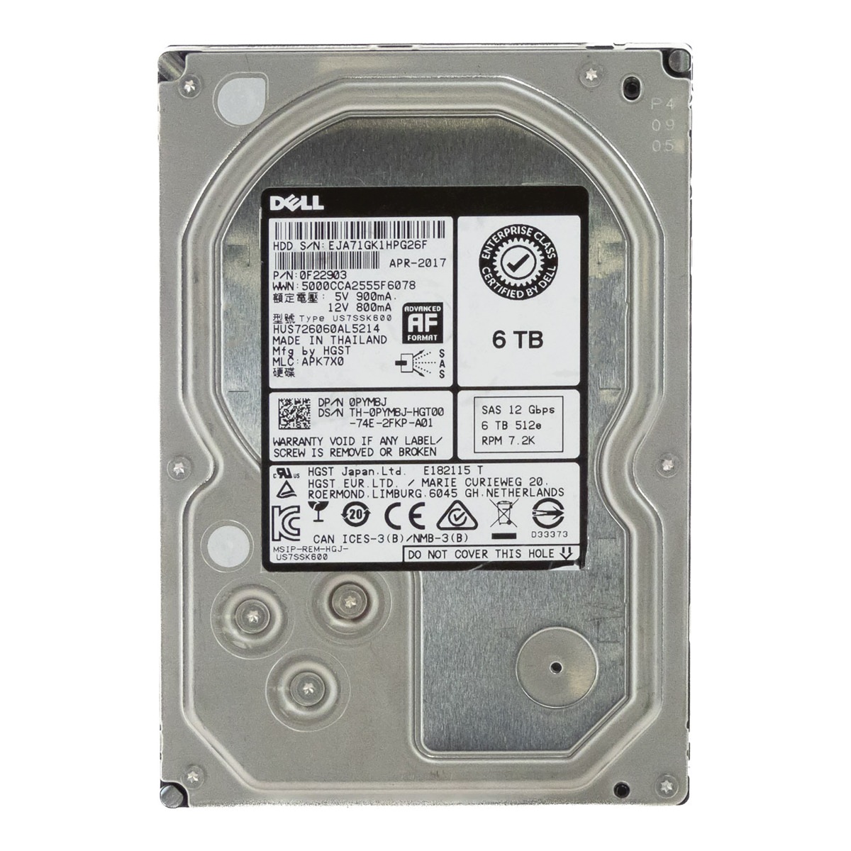 Dell 0PYM8J 6TB 7.2K 128MB SAS-3 3.5'' HUS726060AL5214