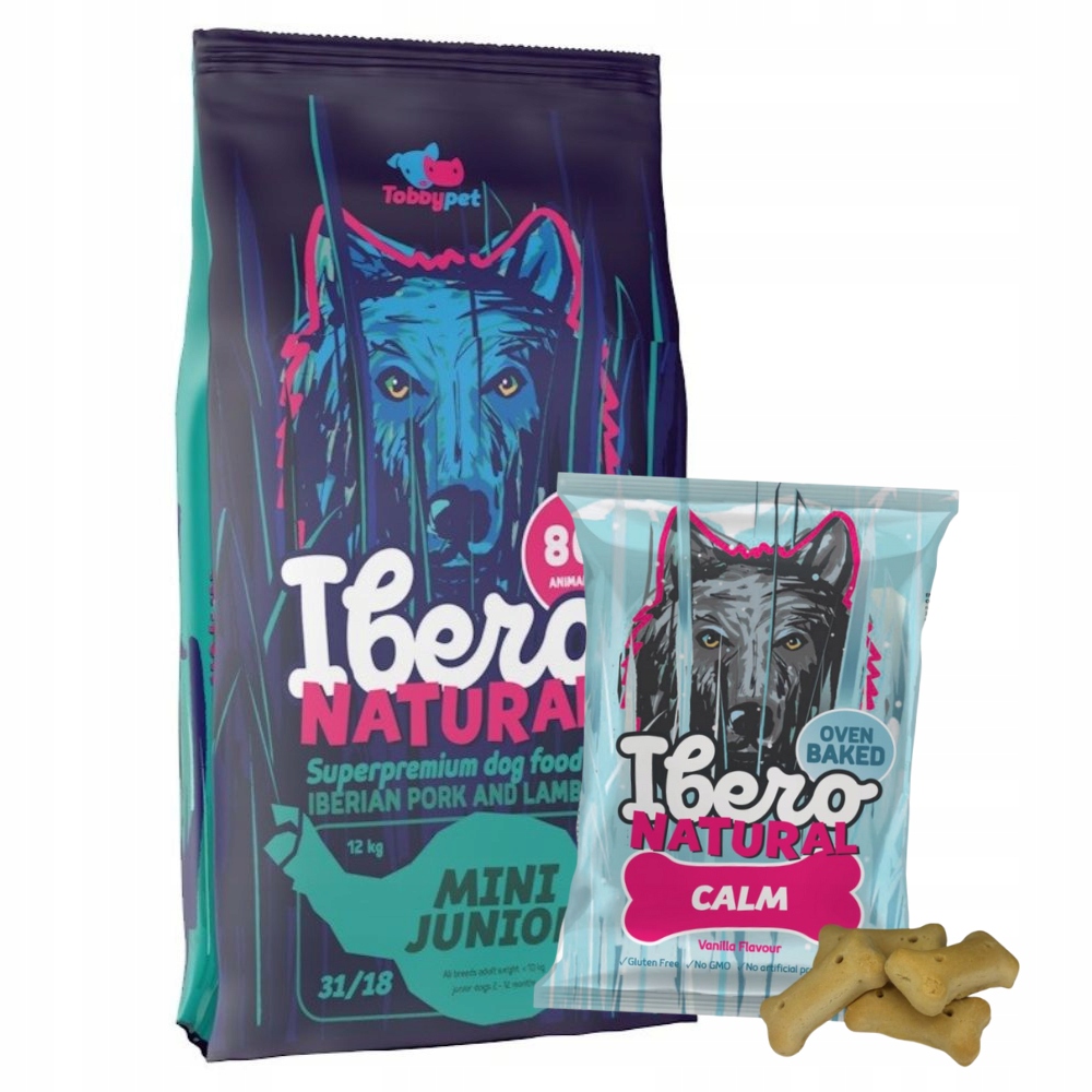 Levně Balíček pro štěňata malých plemen: Ibero Natural Mini Junior+Ibero Snack Calm