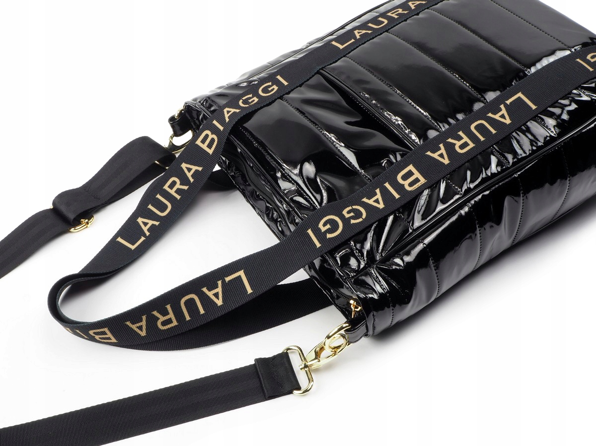 LAURA BIAGGI Torebka Listonoszka Skóra Ekologiczna ELEGANCKA Pojemna MODNA Kolor czarny