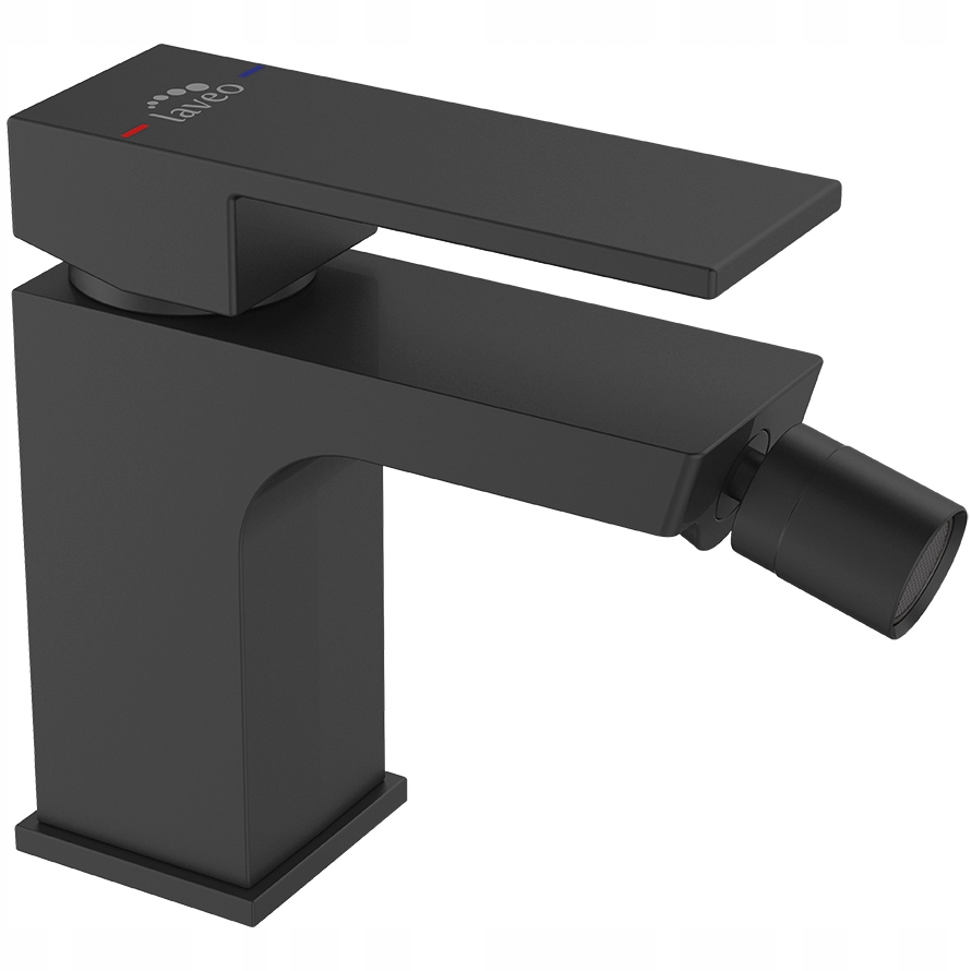 Laveo Kvadrato Stojící bidetová baterie černá s automatickou zátkou