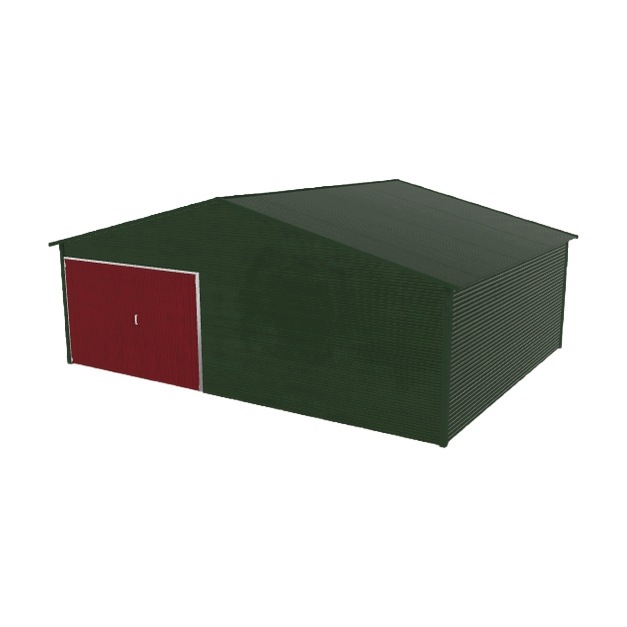 Plechová garáž 7x5.5 m jednopolohová, dvouspádová, zelená