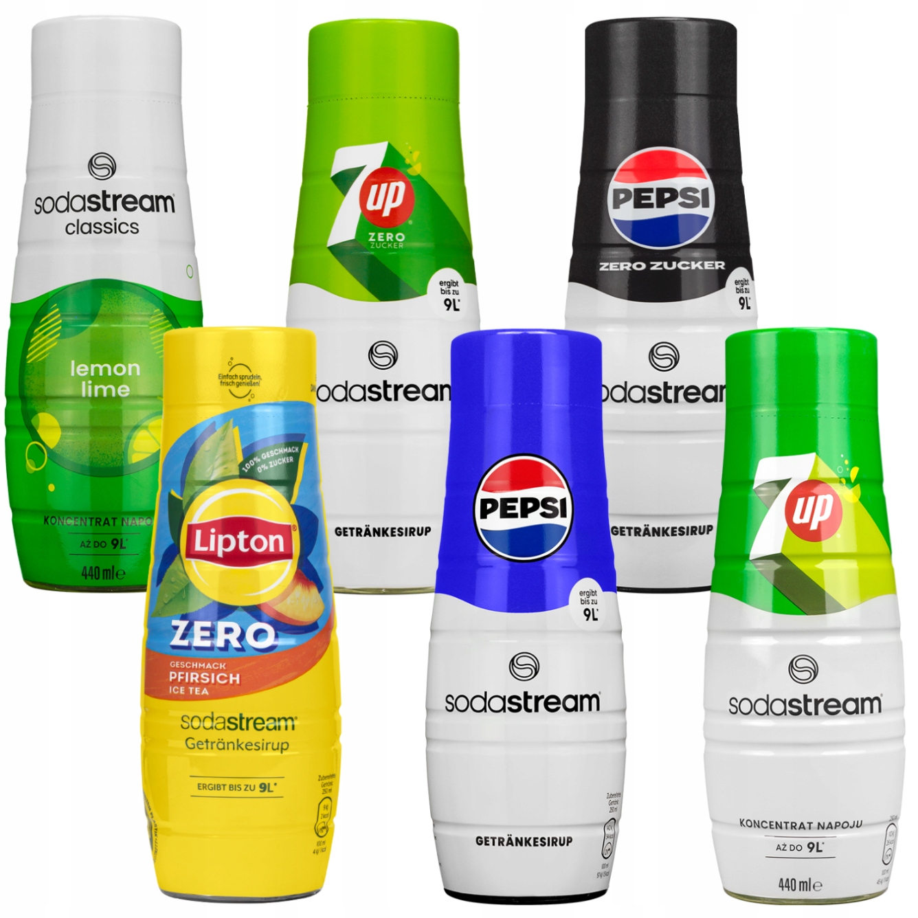 6 x Sirup Sodastream 7UP Pepsi Lipton Koncentrát Pro Saturátor