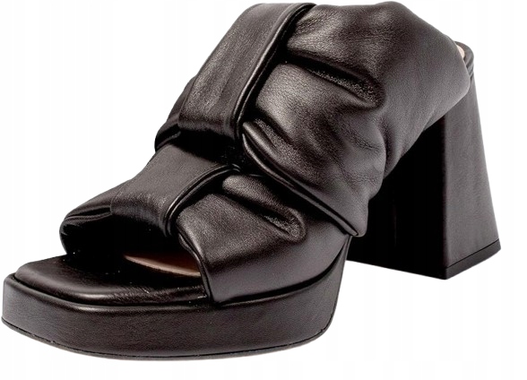 L37 Černé Nazouváky Elegantní Na Podpatku Z Přírodní Kůže 38 J3A