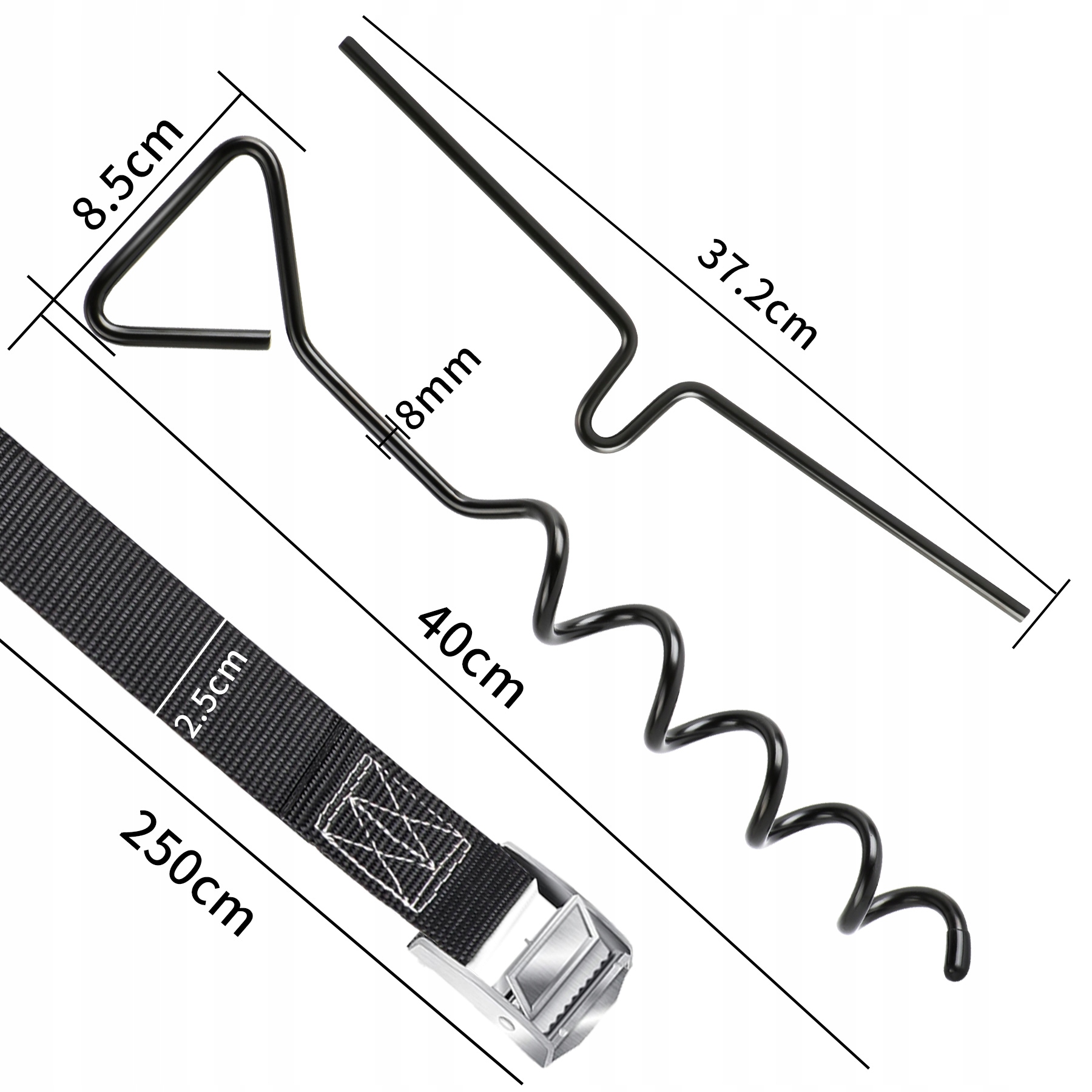 4 SZT ZESTAW KOTEW DO MOCOWANIA TRAMPOLINY WYTRZYMAŁE PASY DO TRAMPOLINY Stan opakowania oryginalne