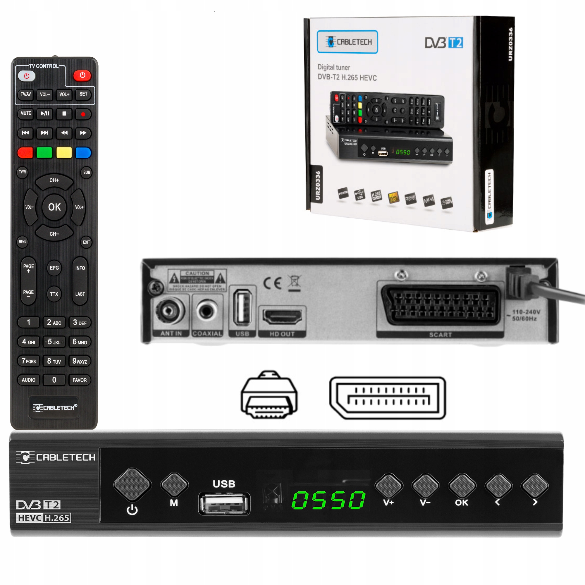 Tuner DVB-T2 H.265 HEVC dekoder TV PVR USB 10bit Cabletech
