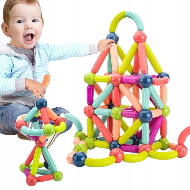 DUŻE KLOCKI MAGNETYCZNE KONSTRUKCYJNE MAGNETIC STICKS 64 sztuk Kod producenta MAGNETIC STICKS XXL EDUKACYJNE