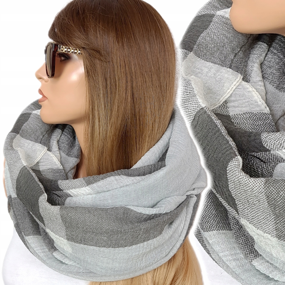 JESIENNY duży KOMIN damski szal apaszka NOWE WZORY