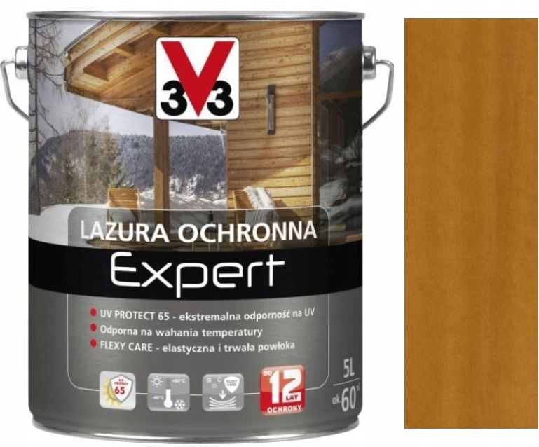 V33 Lazura Expert 12 Lat Ochrony Drewna Sosna Skandynawska 5L