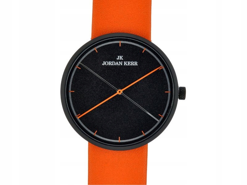 Pánské hodinky s černým ciferníkem na oranžovém řemínku v módním stylu