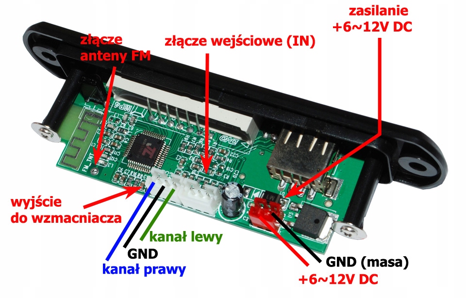 Moduł odtwarzacz MP3 USB SD pilot FM LCD Bluetooth Marka inna