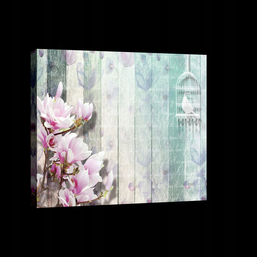 Obraz 80x60 Jemnost romantismus vintage magnolie květiny pastely klid
