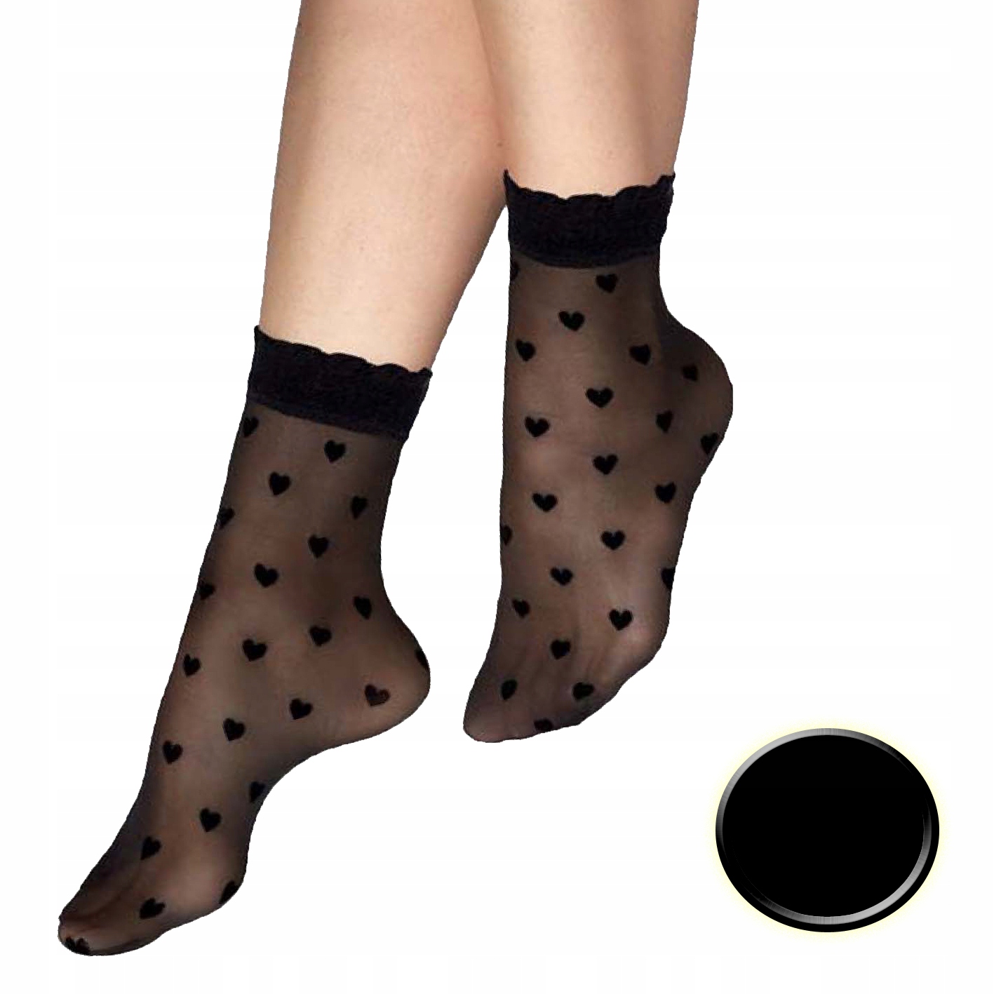 

Skarpetki damskie wzór w serca Liv 20 den Nero