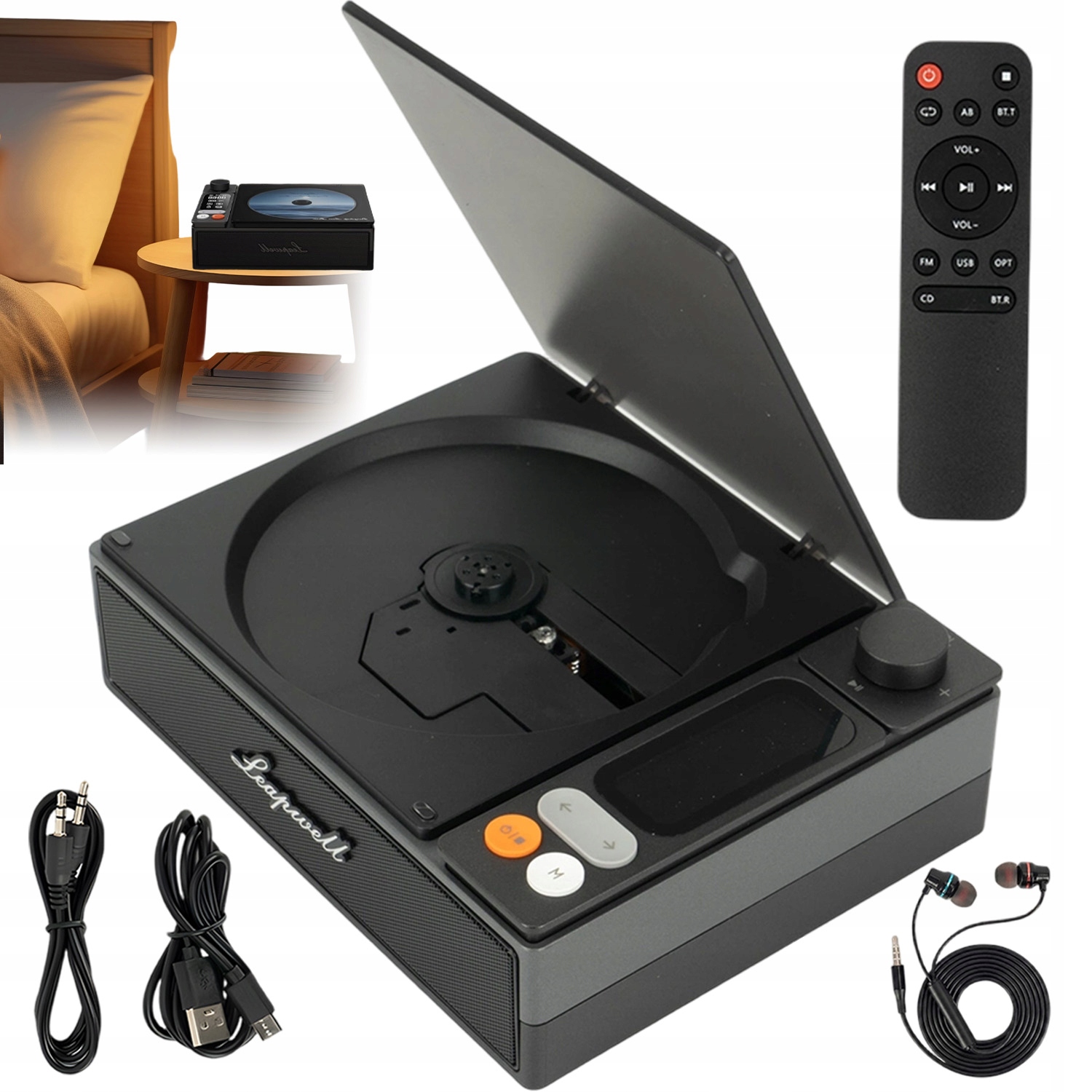 Přenosný CD Přehrávač Mini Kompaktní Stolní Přehrávač Pro Audio Hudbu