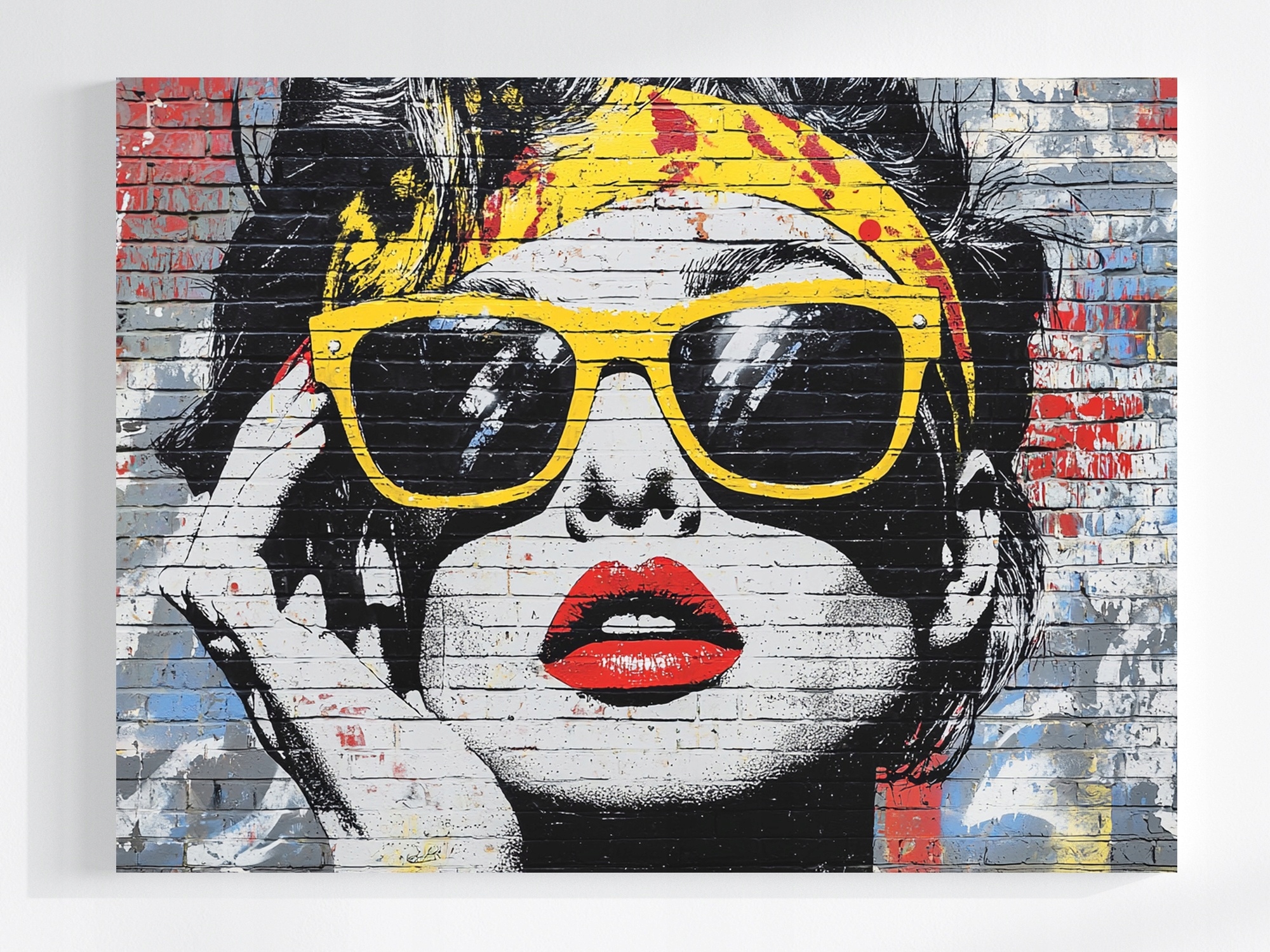 Obraz Na Plátně Canvas Cihlová Stěna Graffiti Žena Styl Móda 80x60