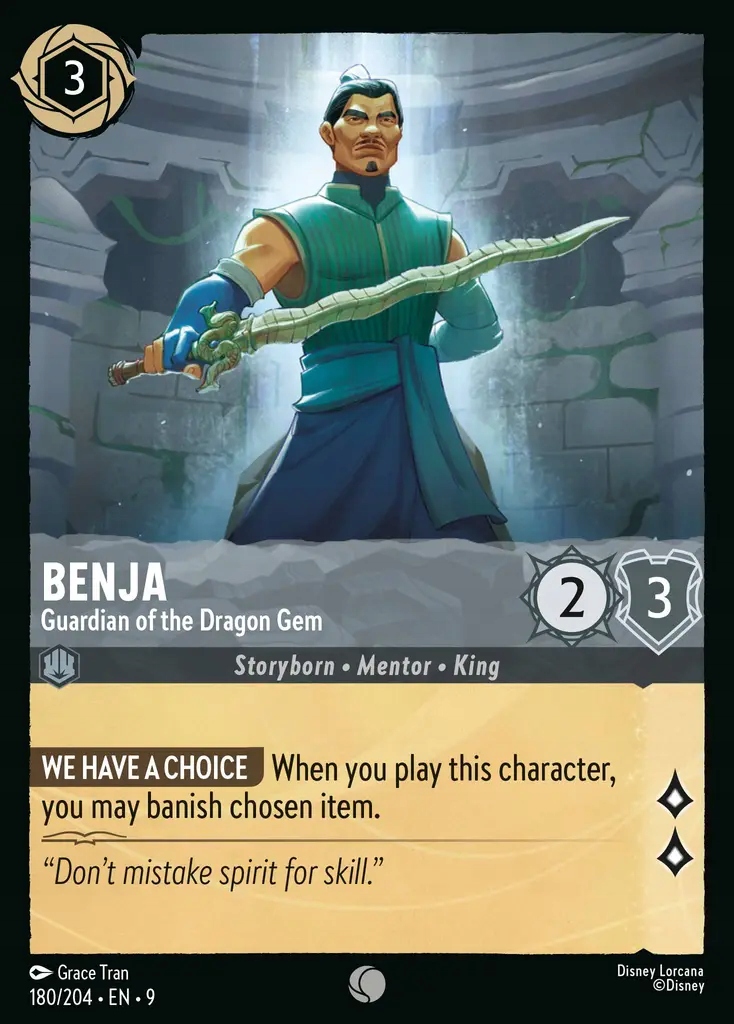 Disney Lorcana Benja Guardian of the Dragon Gem 9FAB #180 Foil