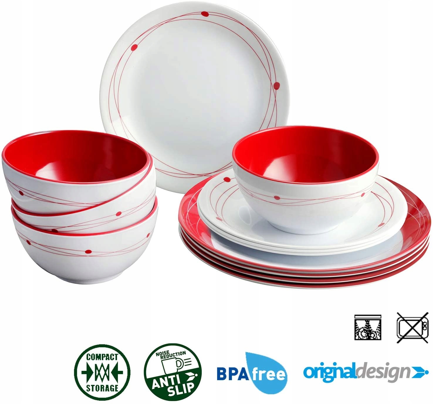 ZESTAW OBIADOWY MELAMINA BRUNNER COSMIC 12 SZT Brand Brunner