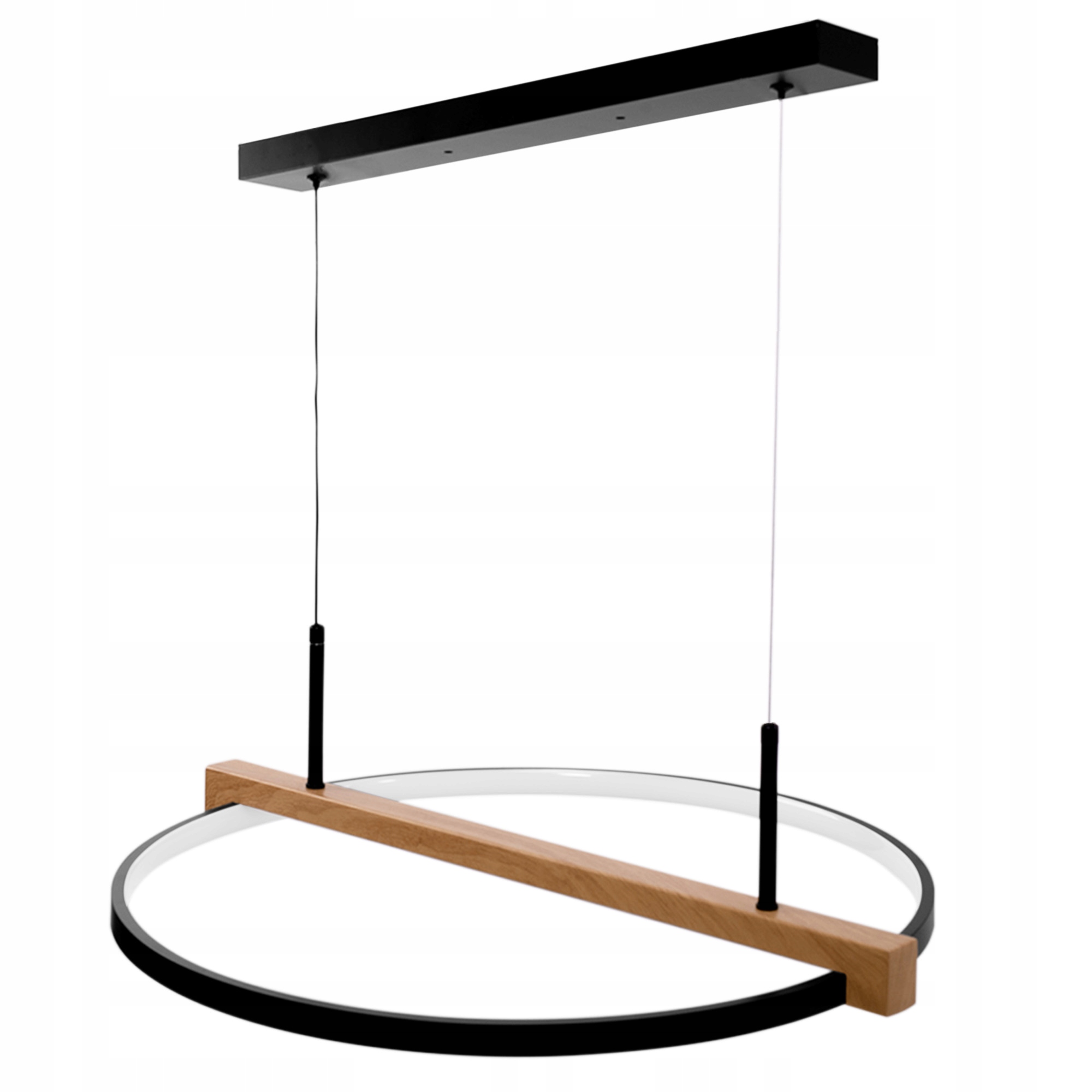 Led stropná lampa čierna drevo závesná luster ring diaľkový ovládač