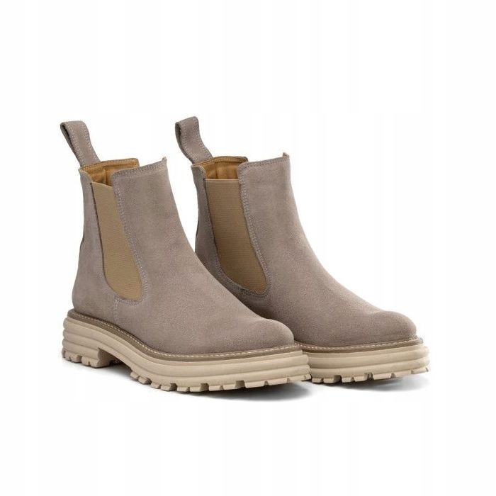 Kotníkové Boty S Gumičkami Platformy Zasouvací Nízké Dýky Přírodní Kůže 41