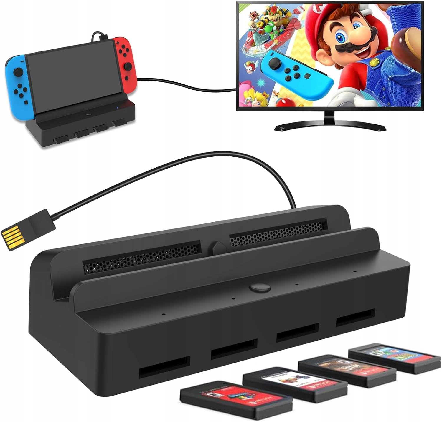 Tendak Dock z czytnikiem kart do Switch/Switch OLED | 4K HDMI | USB 3.0