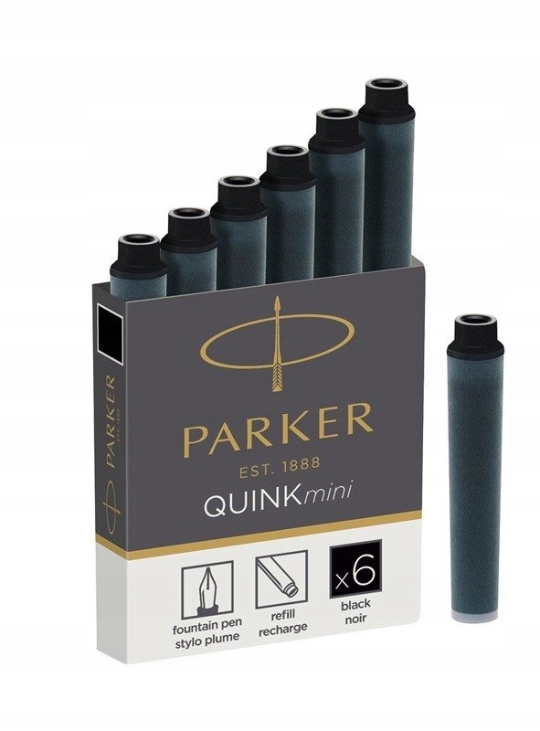 

Czarne krótkie naboje do pióra Parker op. 6 szt