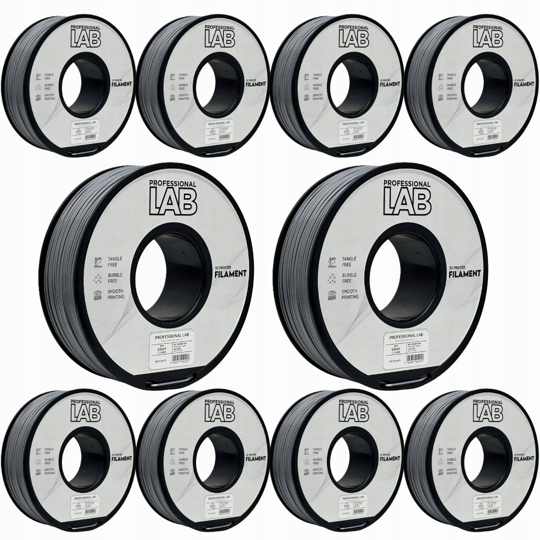 10 x Filament Asa Gray Sivý Prof. Lab 1,75 mm 1 kg pre 3D tlačiarne