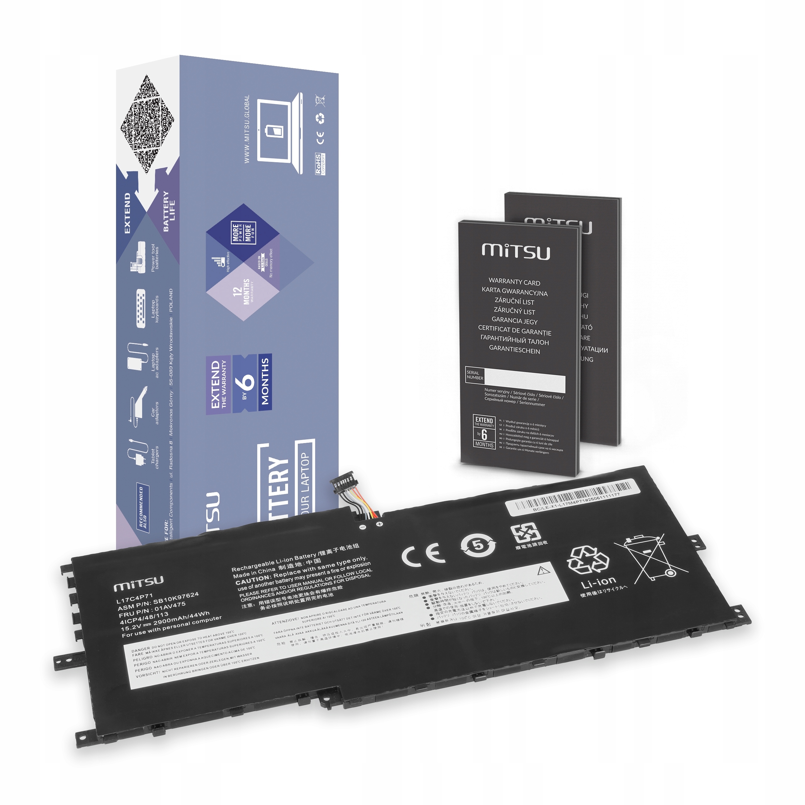 Bateria L17C4P71 do Lenovo ThinkPad X1 Yoga Gen 3, Yoga 2018