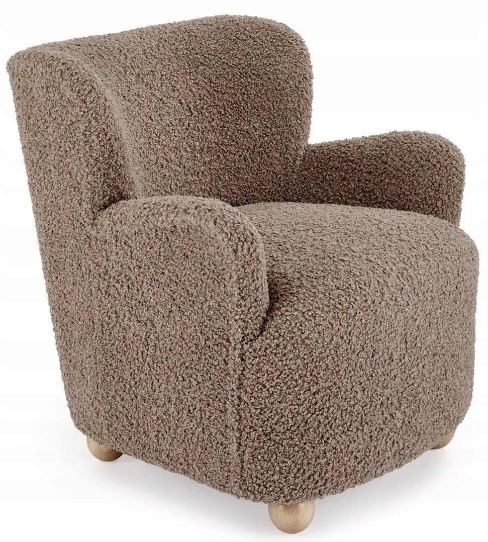 Fotel Wypoczynkowy Claudio Cappuccino Boho Drewniana Podstawa Salon Halmar