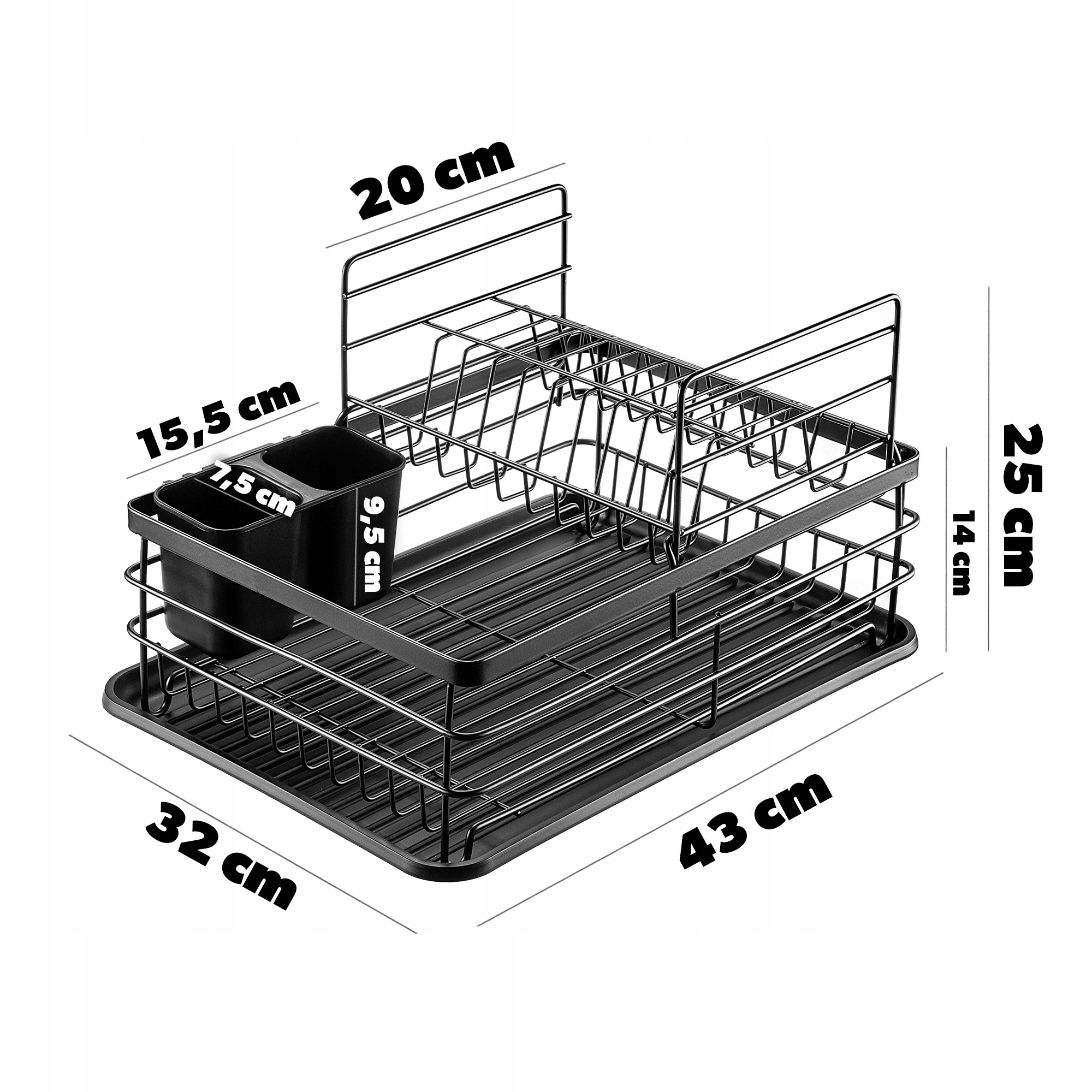 SUSZARKA DO NACZYŃ OCIEKACZ TALERZE STOJĄCA CZARNA DWUPOZIOMOWA DUŻA Kod producenta K8796