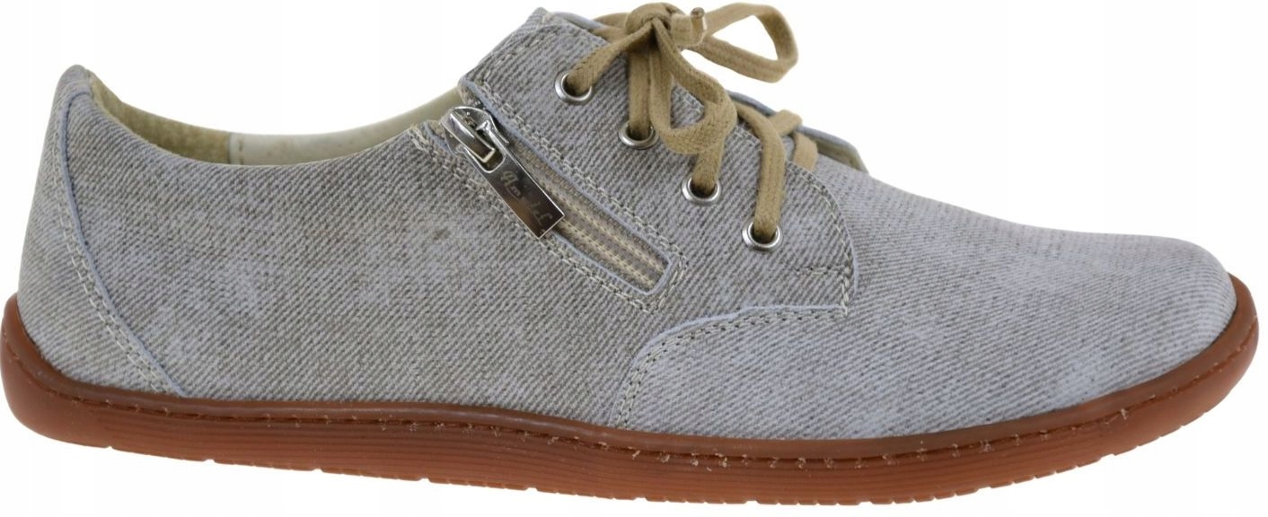 Dámské polobotky barefoot kožené lehké šněrovací šedé Amulet 441 VEL.38