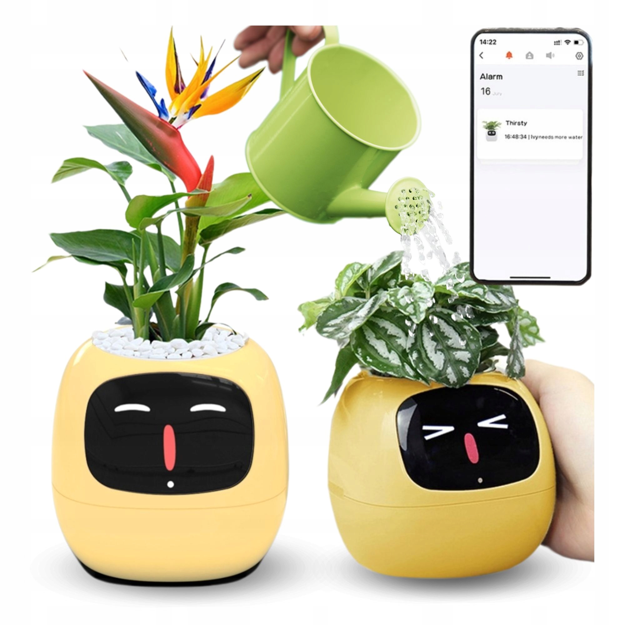 Inteligentný kvetináč Ivy Smart Planter obal na kvetináč na kvetináč Plantsio Žltý