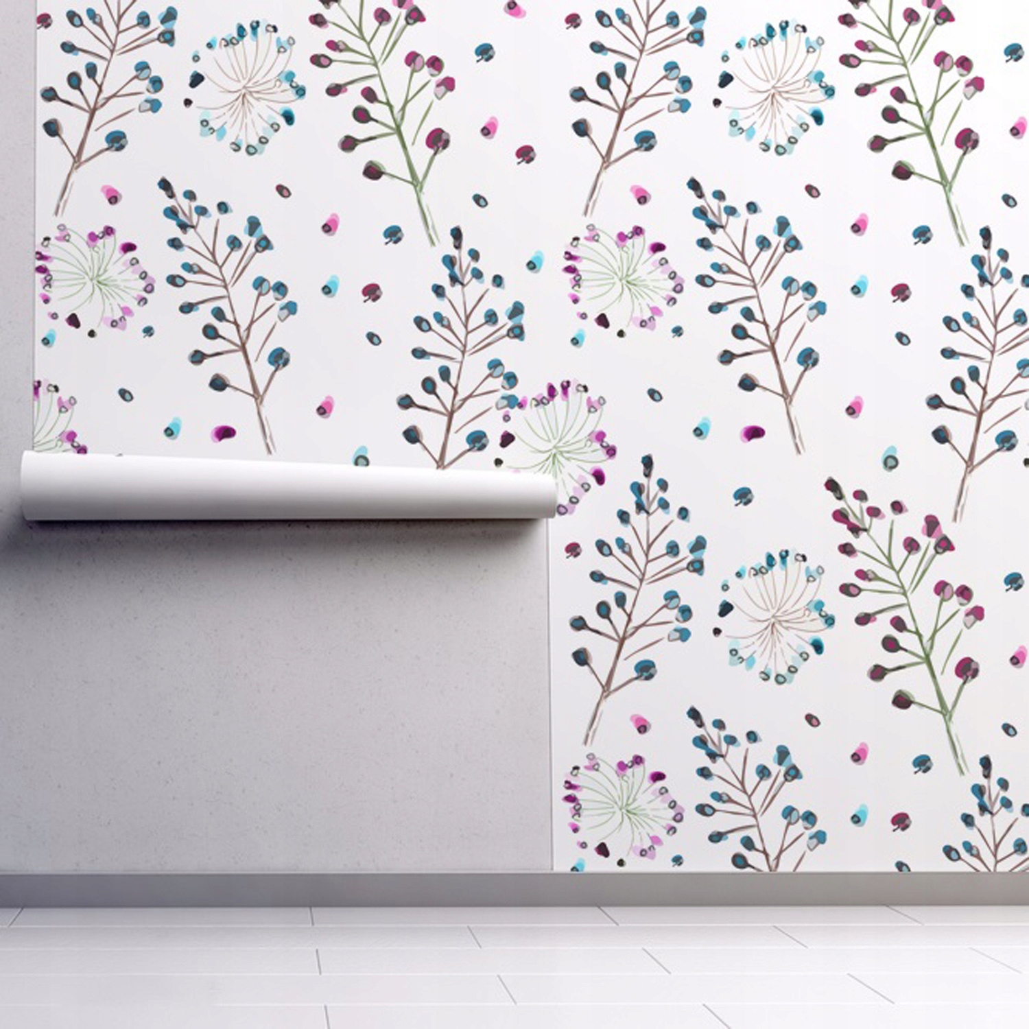

Tapeta ścienna Kwiatowy akwarelowy wzór 250x104 cm