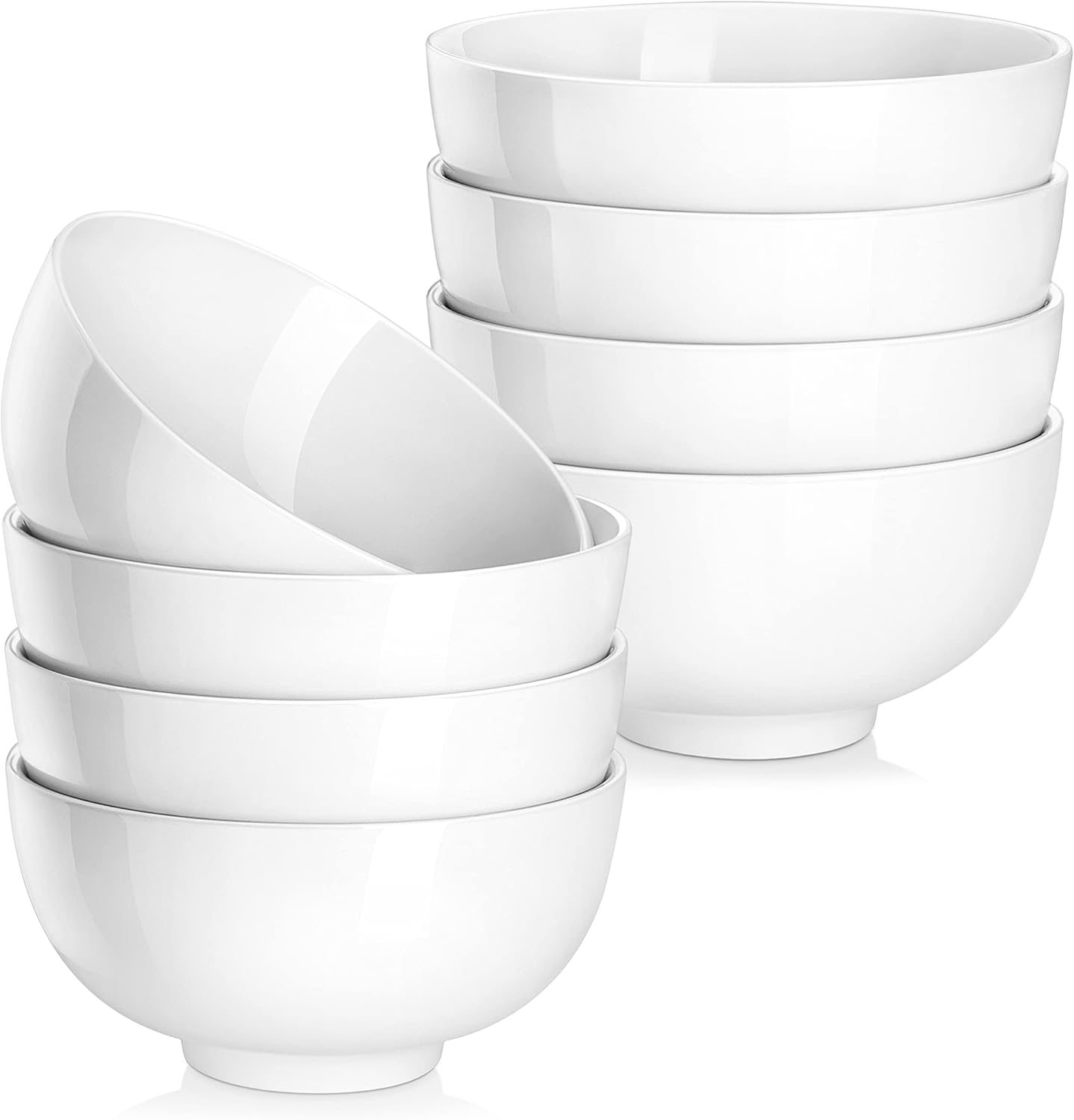 Sada 8 ks Porcelánových Misiek Malacasa 420 ml Biele na raňajkové polievky
