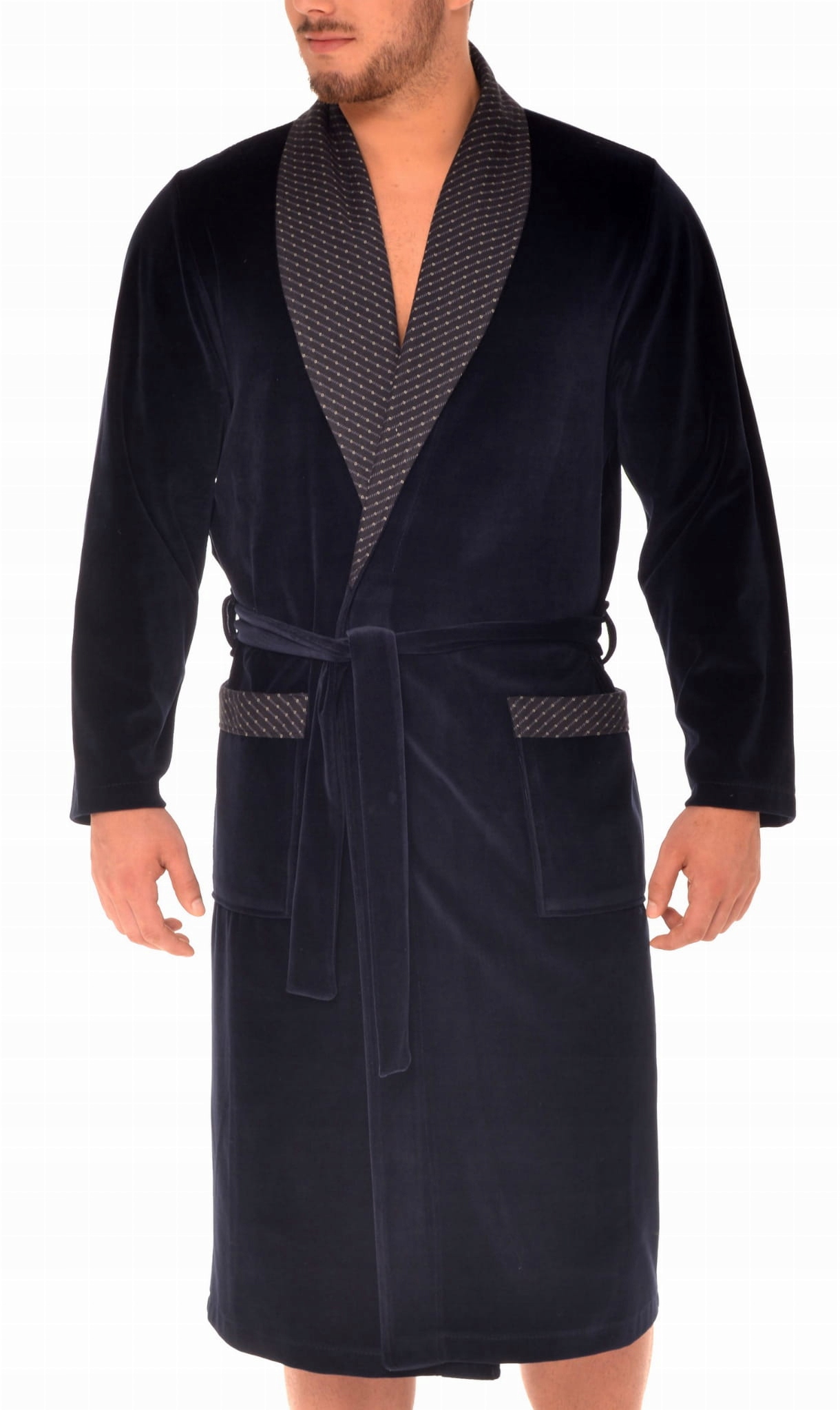 Pánský župan velurový bavlněný RE-103 Tmavě modrá C0 4XL