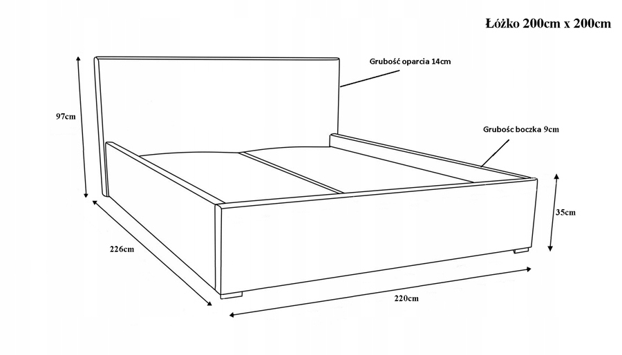 WYGODNE ŁÓŻKO TAPICEROWANE Z NISKIEM ZAGŁOWIEM POD MATERAC 200X200 - BEŻOWE Kolor mebla odcienie beżu