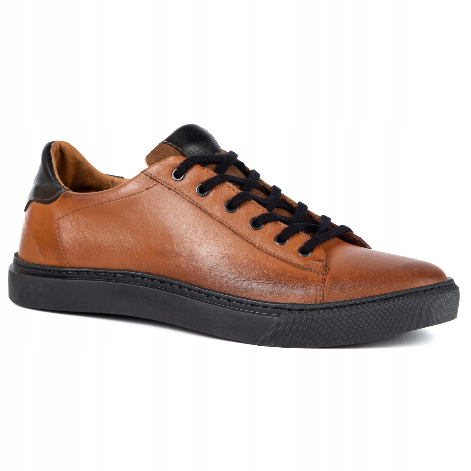 Pánské kožené šněrovací polobotky Polské 472KNT hnědé 40