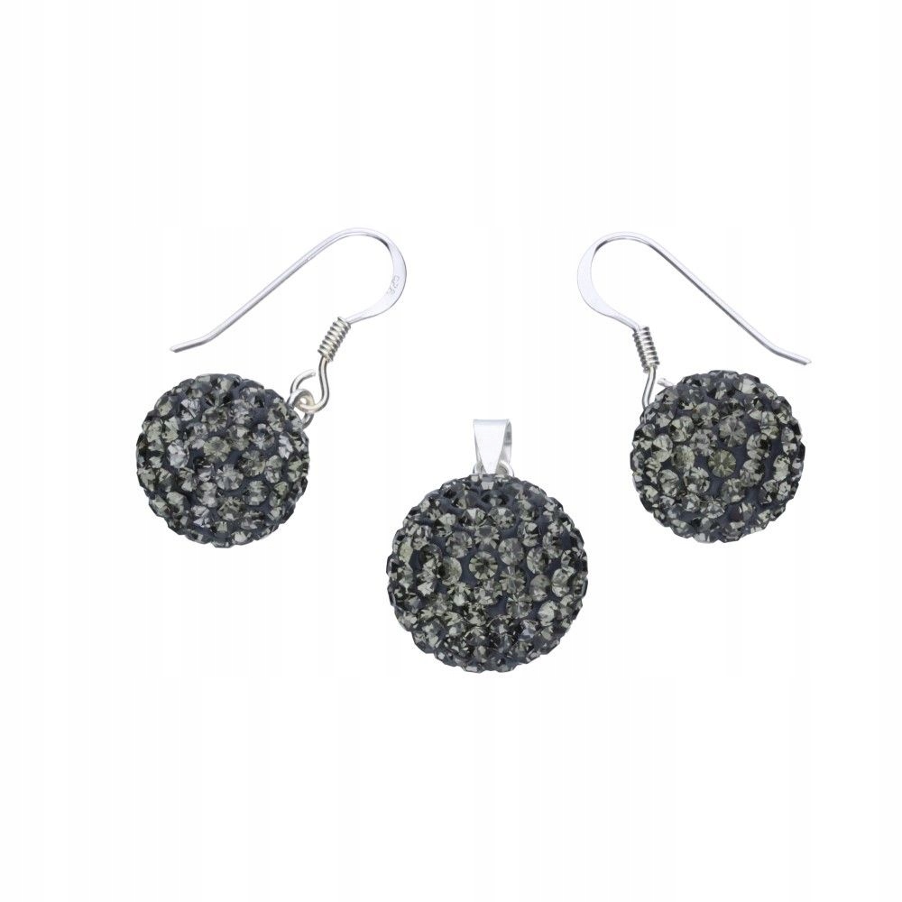 Sada stříbrných šperků 925, náušnice a přívěsek, kulička, zirkony