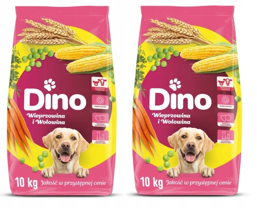Levně Suché Krmivo Pro Psa Dino Vepřové Hovězí 2x10kg
