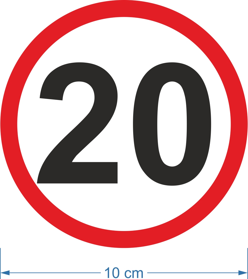 Naklejka OGRANICZENIE PRĘDKOŚCI 20 km/h znak 10 cm Stan opakowania oryginalne