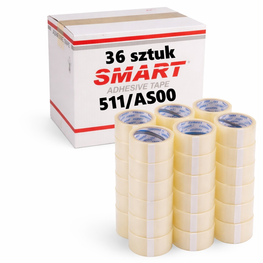 Taśma Pakowa Przezroczysta 48/100Y Klejąca 36 sztuk Bezbarwna Smart 36SZT