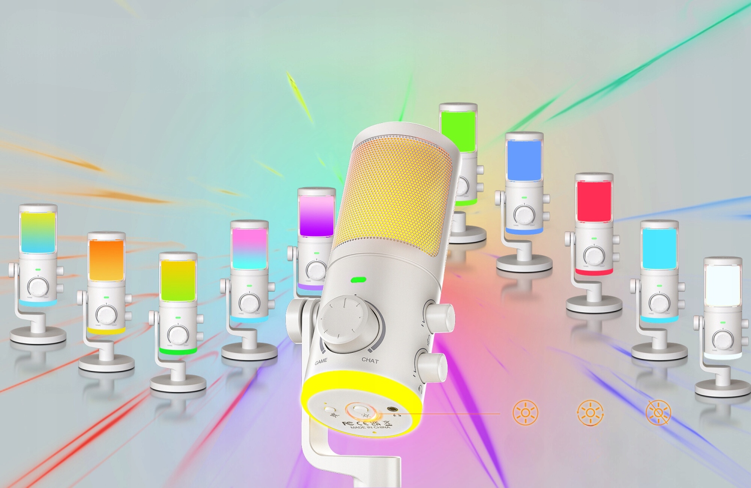 Mikrofon pojemnościowy studyjny FIFINE AM6W z TŁUMIENIEM SZUMÓW RGB Model AM6W