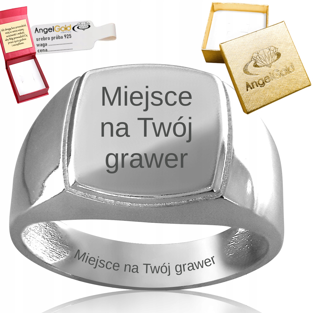 СЕРЕБРЯНЫЙ ПЕРСТЕНЬ ГЛАДКАЯ ИЗ СЕРЕБРА 925 ГРАВЕР