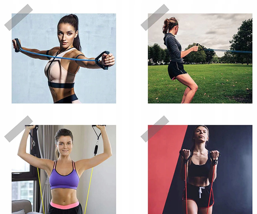 GUMY OPOROWE EXPANDER ZESTAW LINY do ĆWICZEŃ FITNESS TRENINGOWE KOMPLET Szerokość 5 mm