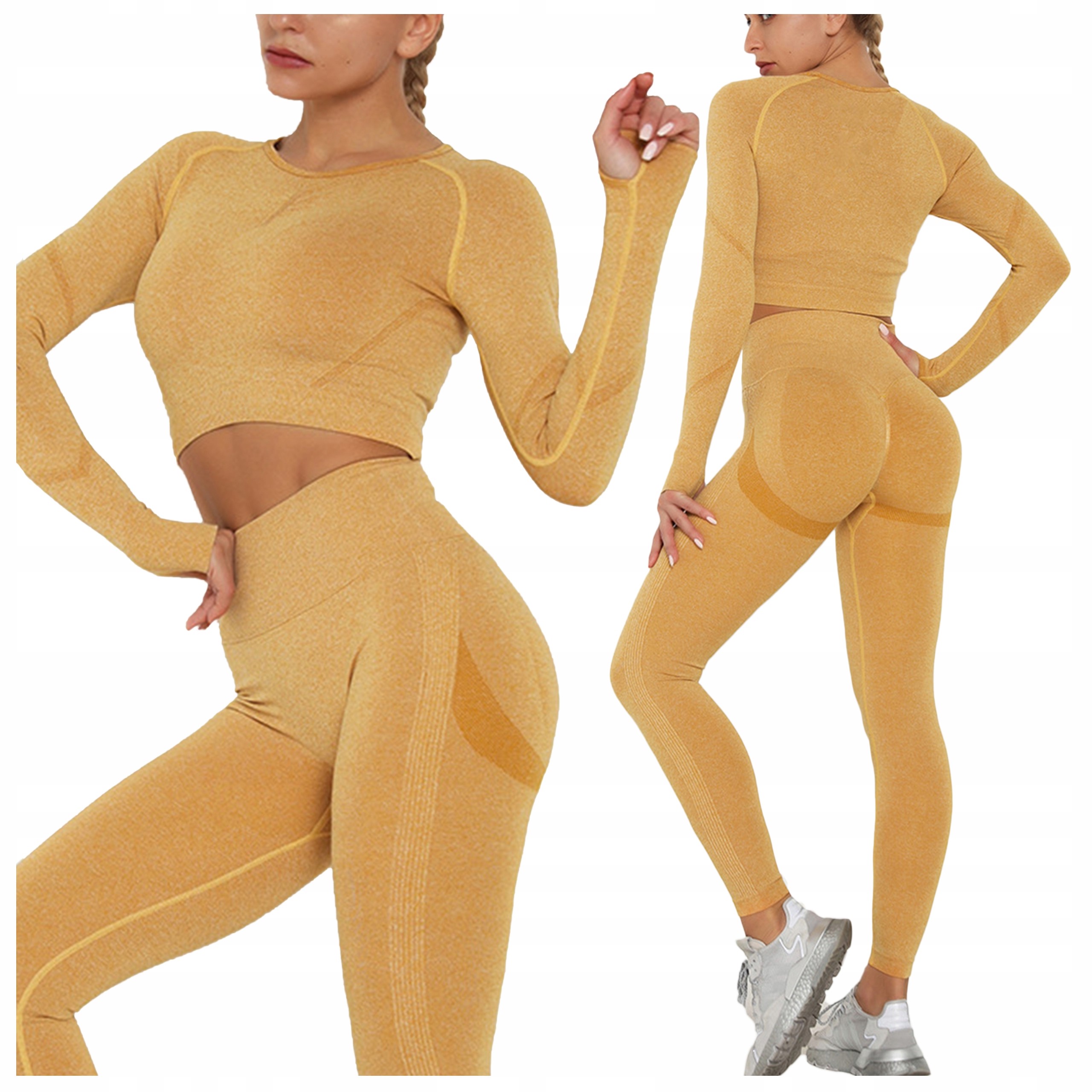 Komplet sportowy dwuczęściowy Legginsy top Zestaw na siłownię Fitness S