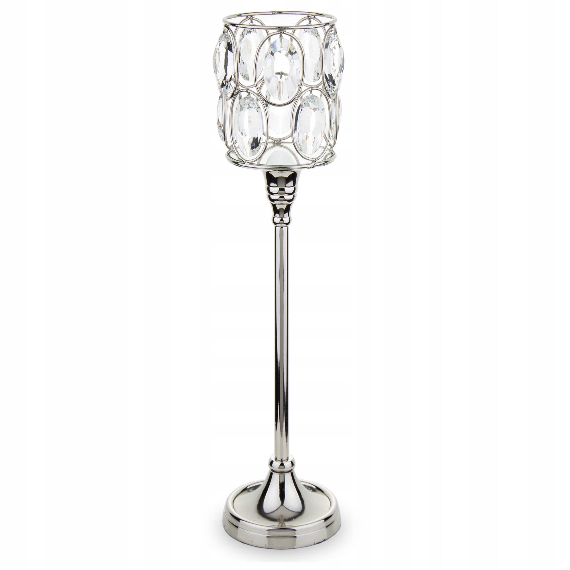 ŚWIECZNIK METALOWY, SZKLANY, GLAMOUR, DEKORACJA