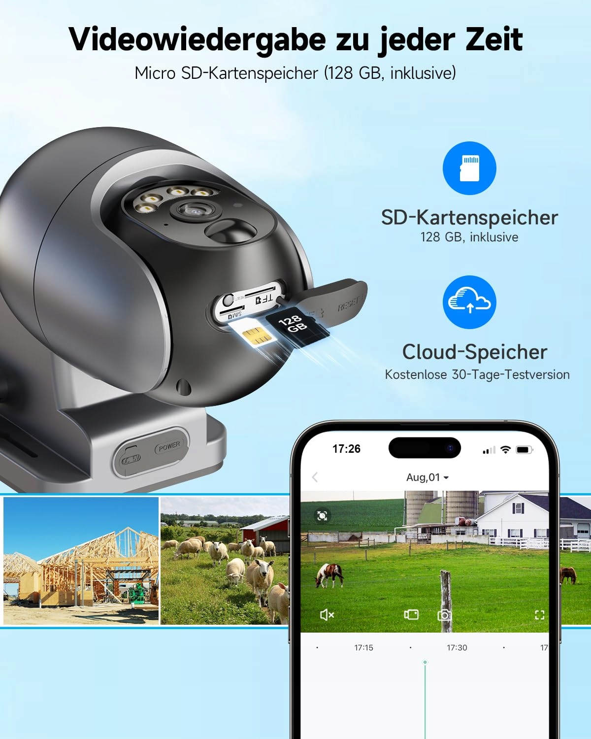 NUASI KAMERA ZEWNĘTRZNA SOLARNA 4G LTE 2K HD PTZ SIM 128GB IP66 — miniatura 7